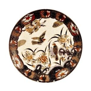Satsuma Plate Decorative Vintage porcelain Birds Handpainted 10" Round